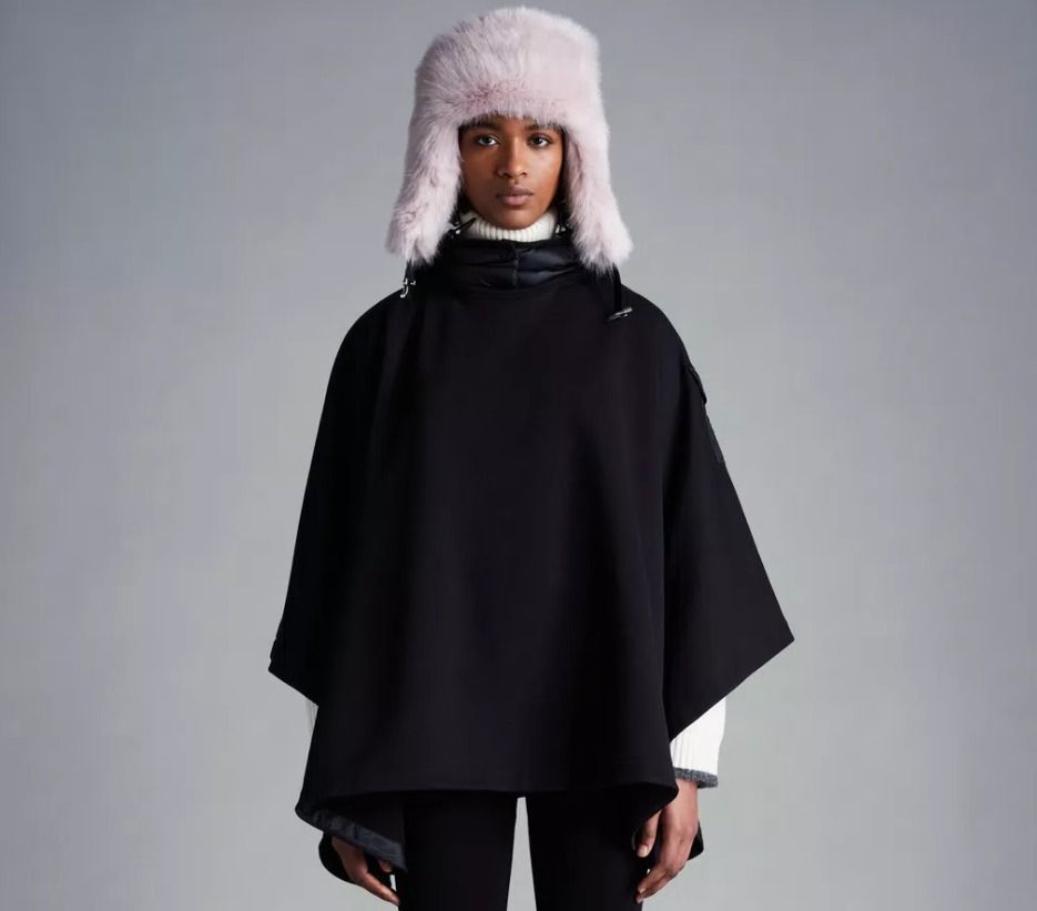 MONCLER2022/23秋冬新作 異素材MIXダウン入りコットンポンチョ