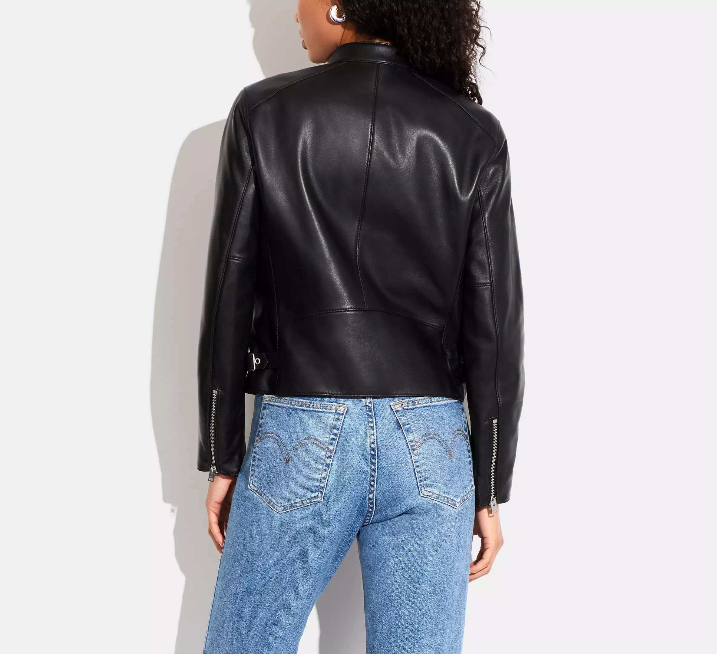 新作☆なじむラムレザー【COACH】シングルライダースジャケット (Coach