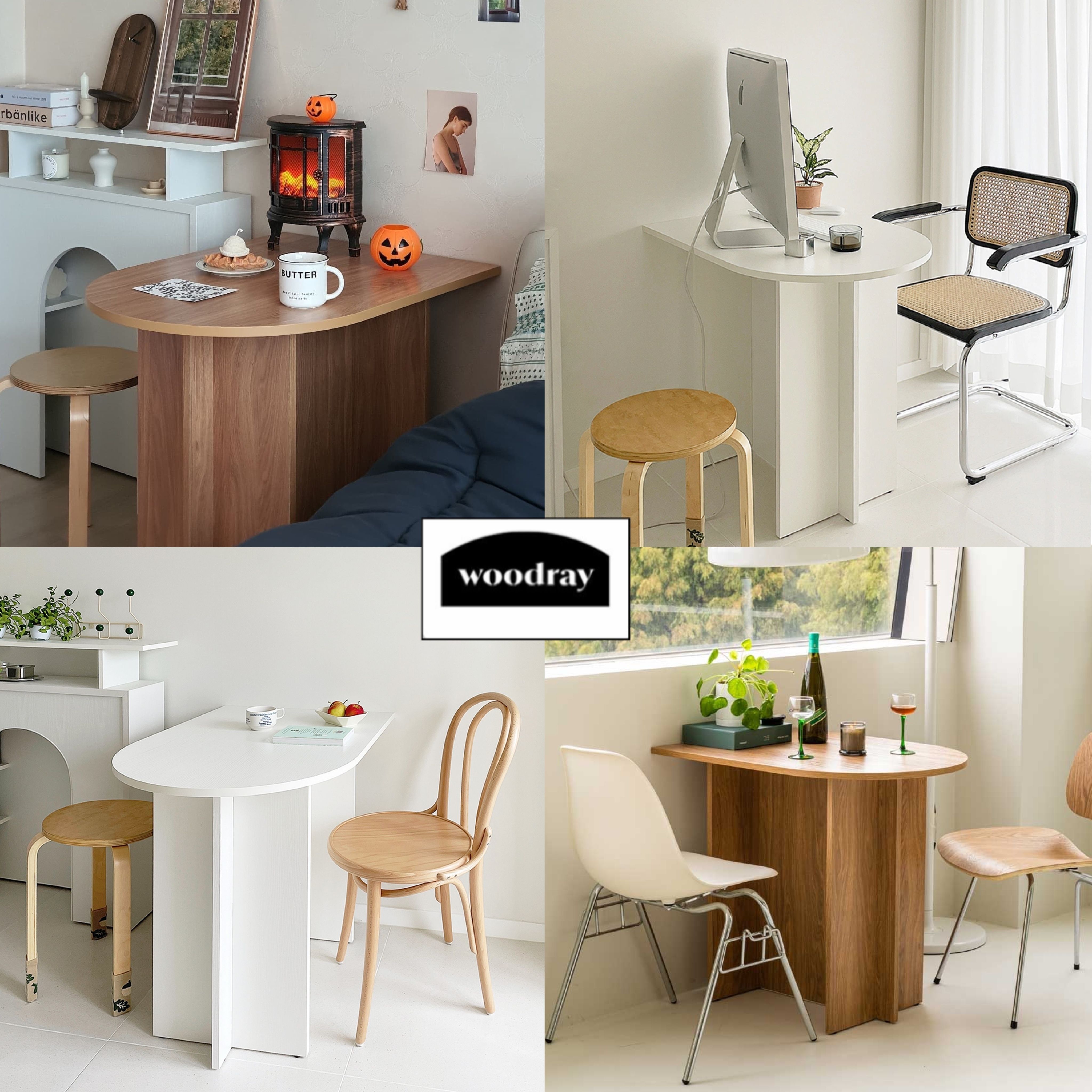 woodray】ホームカフェ 半楕円 テーブル 800(2色) (woodray/机