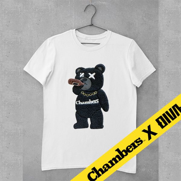 chambers×DIVAコラボ 酔っ払い クマちゃん くま 刺繍Tシャツ (Tシャツ