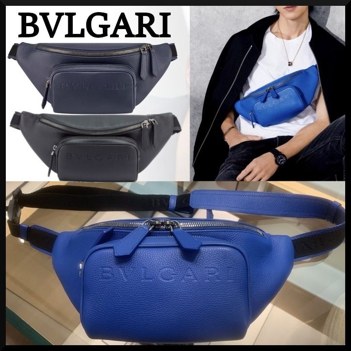 BVLGARI】ブルガリ マン カーフレザー スモール ベルトバッグ (Bvlgari