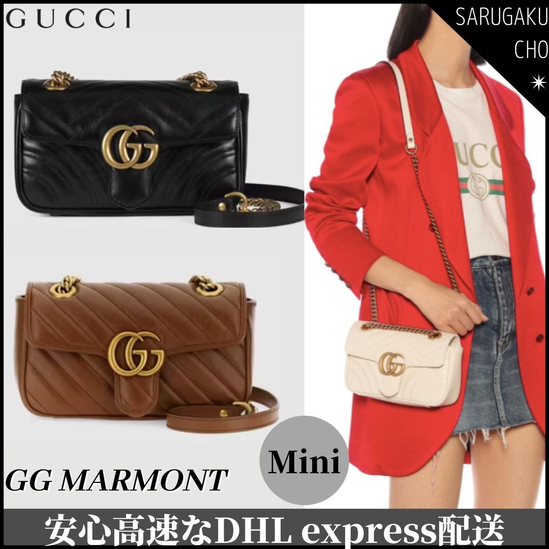 GUCCI マーモントミニレザークロスボディバッグ