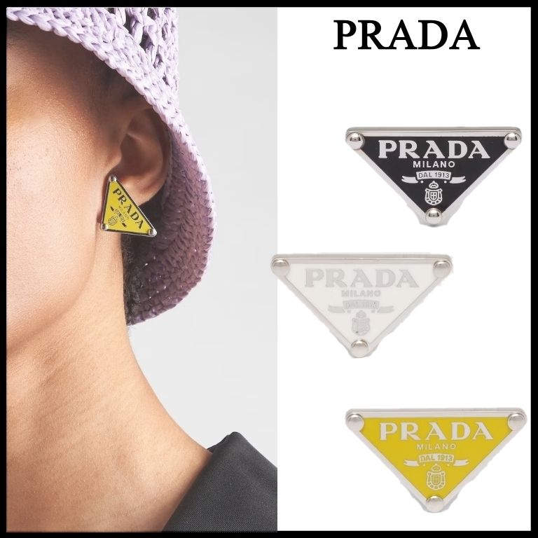 PRADA】プラダ トライアングル ロゴ シングルイヤリング (PRADA