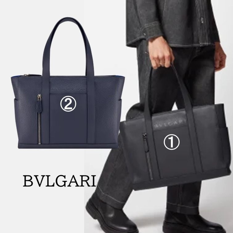 ブルガリ トートバッグ マンラージホリゾンタル カーフレザー (Bvlgari