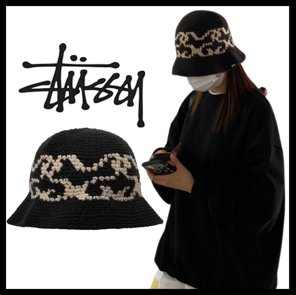 送料・関税込☆Stussy☆Stussy SS Knit Bucket Hat Black☆ (STUSSY