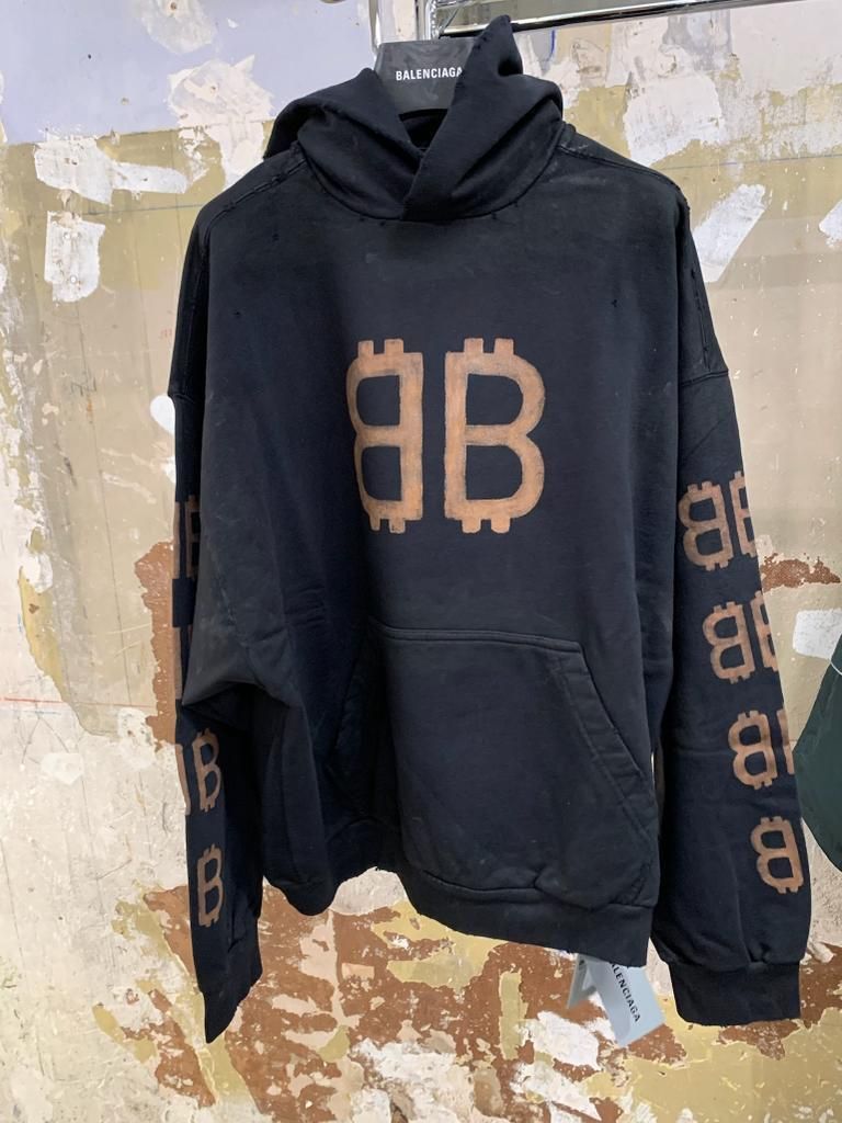 BALENCIAGA】CRYPTO HOODIE BB ミディアムフィット ブラック