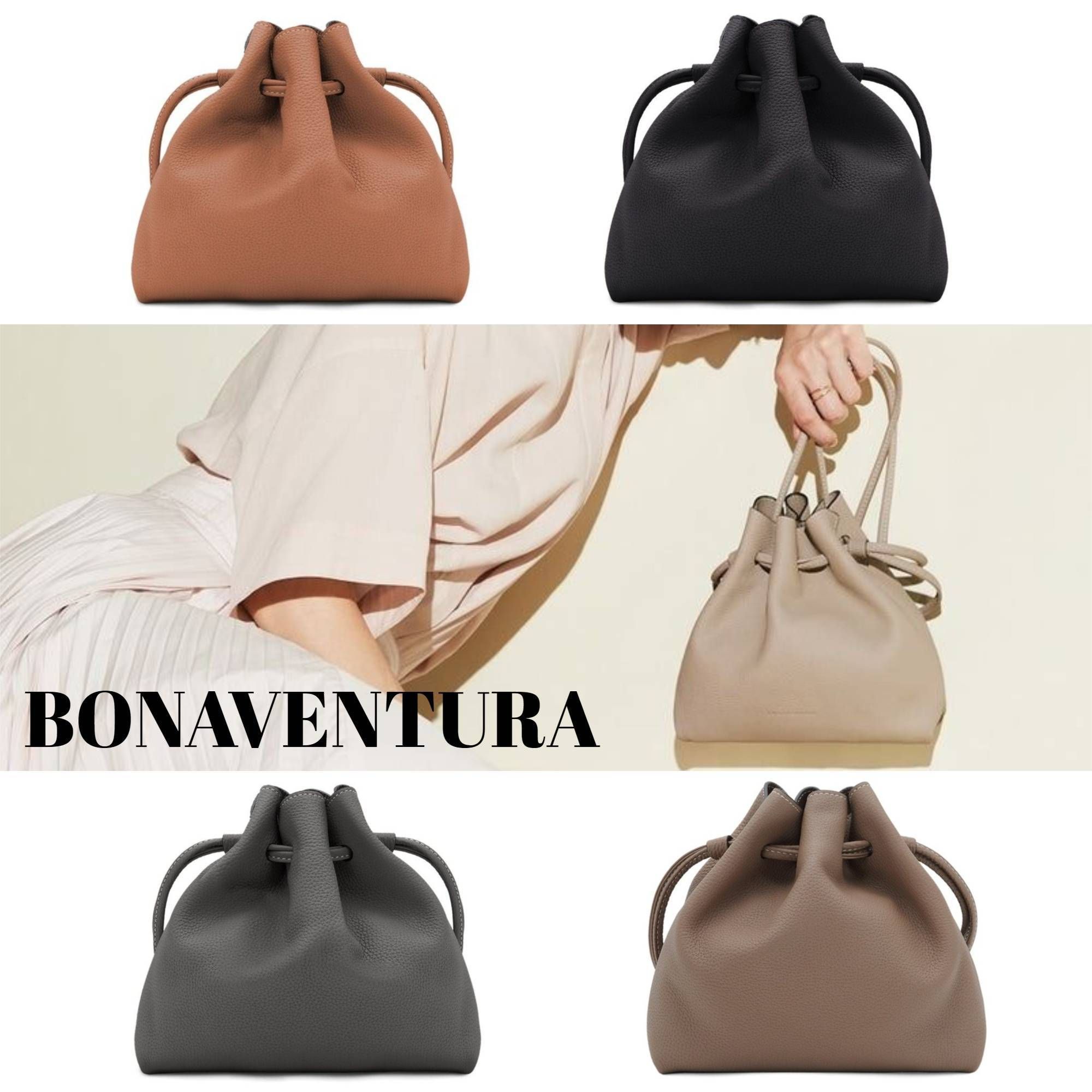 すぐ届く! 安心の国内発送 Noa 本革 巾着 バッグ BONAVENTURA