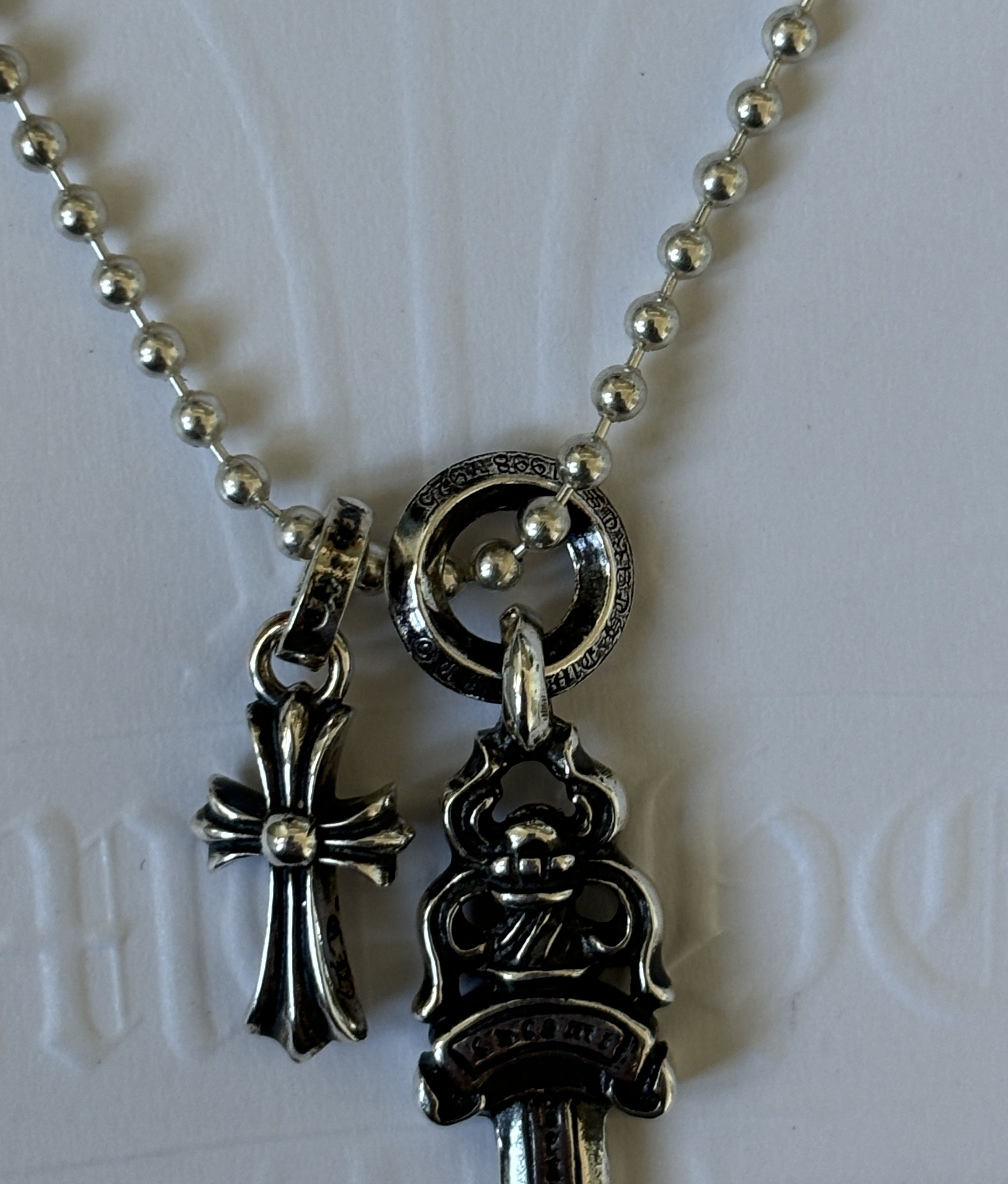 ☆クロムハーツ☆クロス x ダガー ボールチェーン ネックレス (CHROME