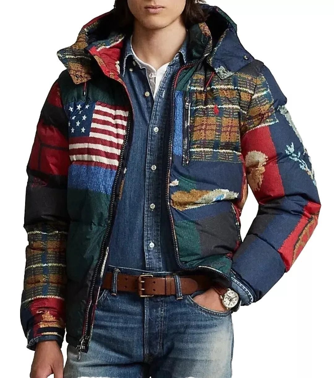 NEW【POLO RALPH LAUREN】フード付 プリント柄 ダウンジャケット (POLO