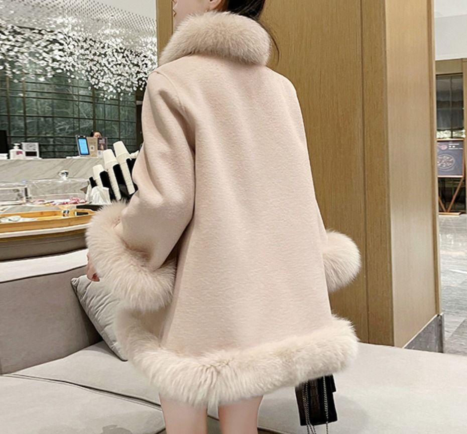 ふわふわ エレガント エコファー ポンチョ 可愛い ケープ 韓国