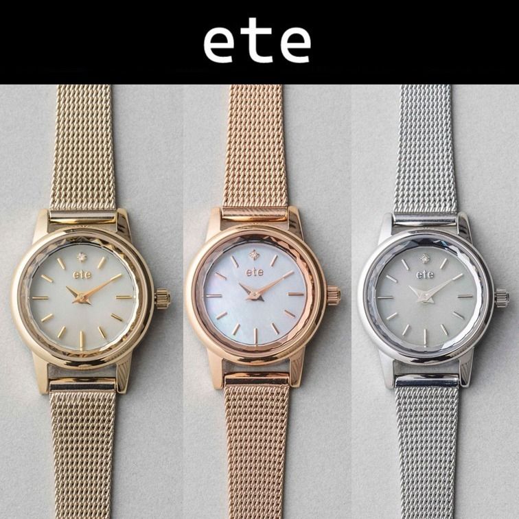 ete 腕時計 ソーラーウォッチ メッシュベルト ダイヤモンド 国内