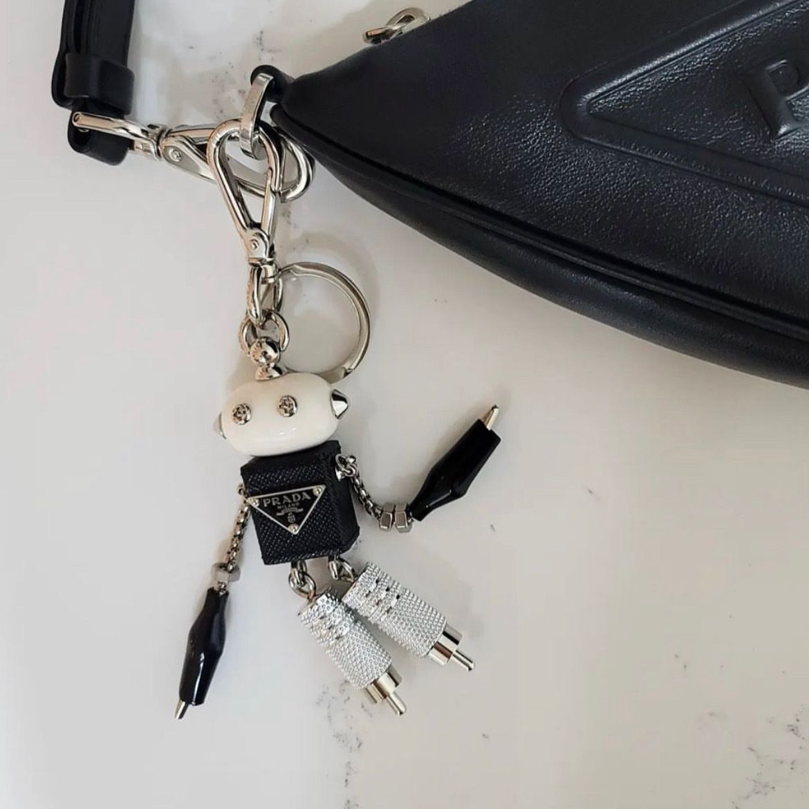 大人気ギフト PRADA◇サフィアーノレザー ロボットキーホルダー (PRADA