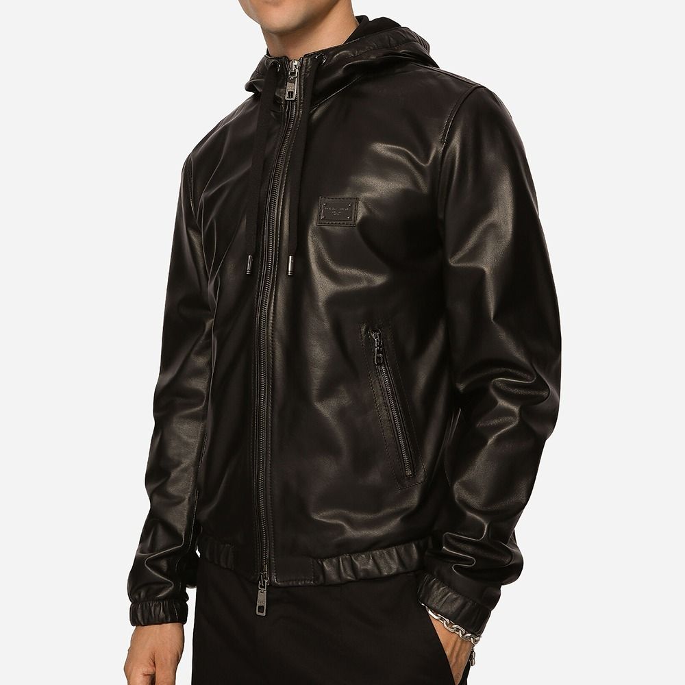 DOLCE&GABBANA 23SS フード ロゴプレート ラムレザージャケット (Dolce