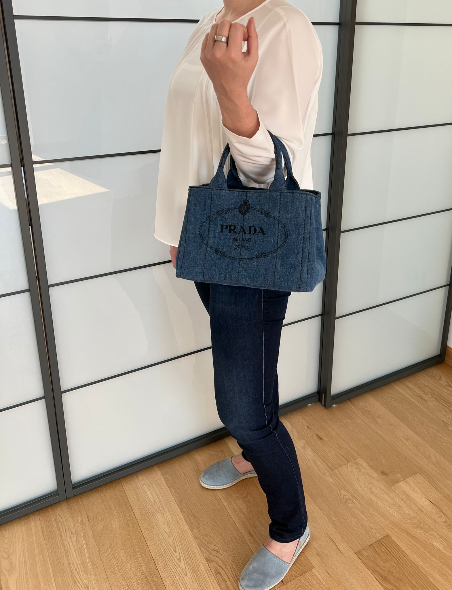 PRADA デニム ファブリック 2WAYハンドバッグ ネイビー (PRADA/トート