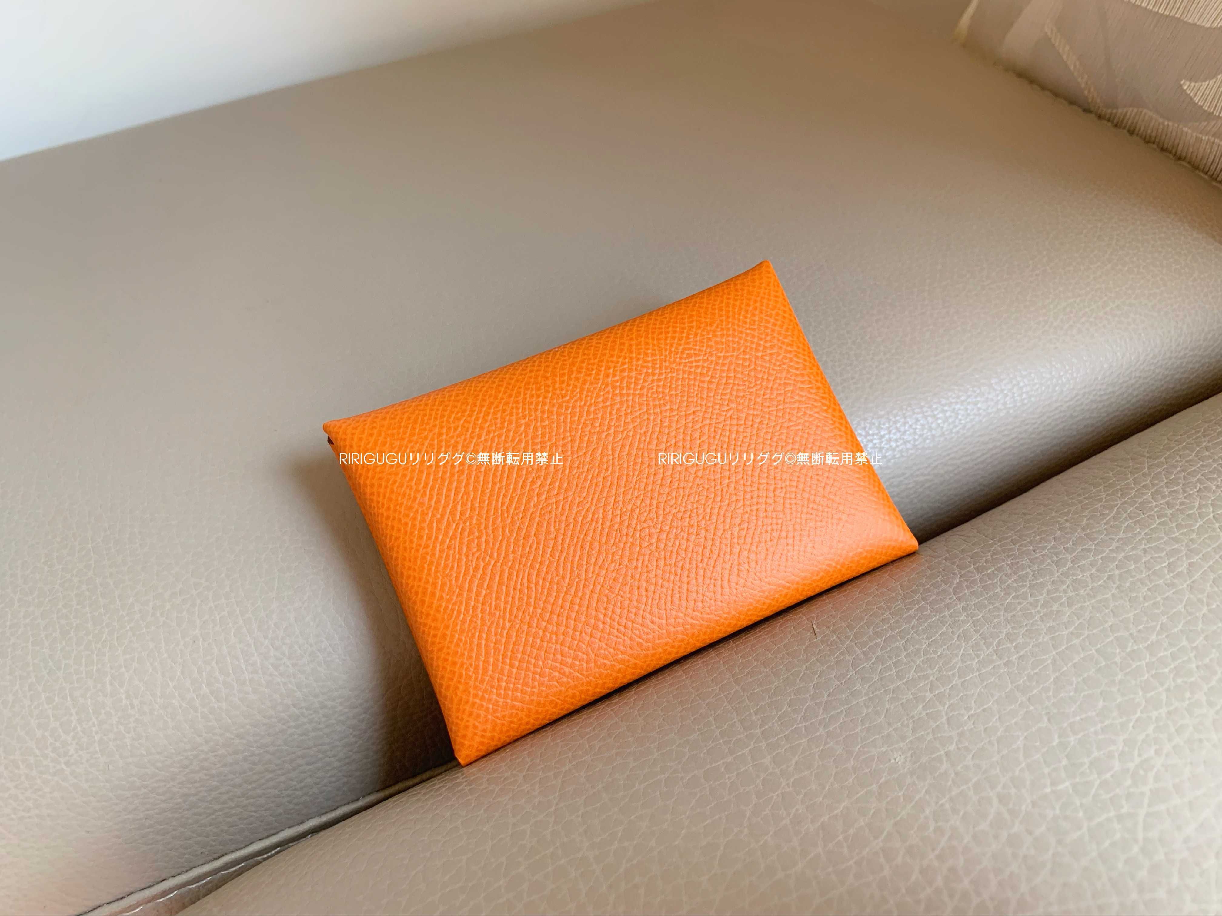 エルメス)オレンジ☆カルヴィ デュオ☆カード＋コインケース (HERMES