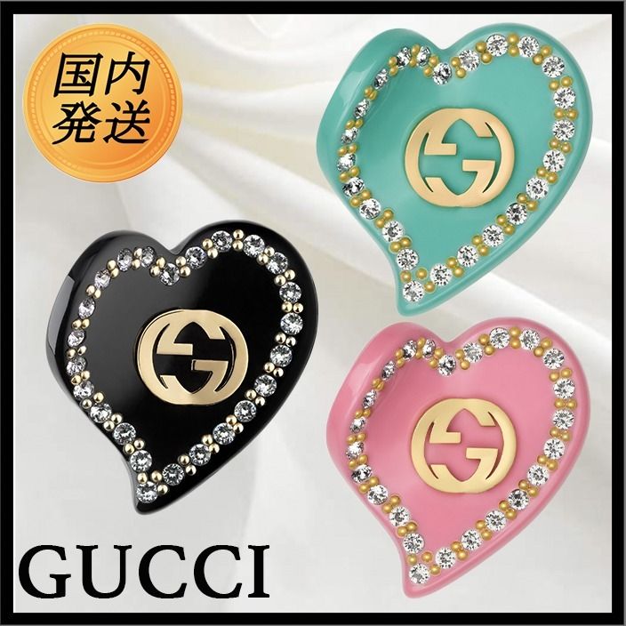 国内発送☆GUCCI】インターロッキングG ハート ヘアクリップ (GUCCI