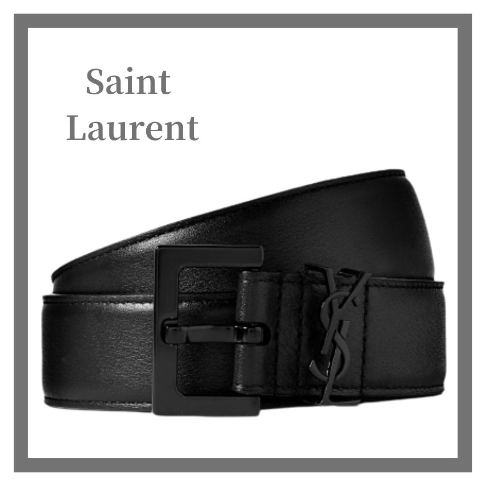 サンローラン】 3cmフルグレインレザーベルト (Saint Laurent/ベルト