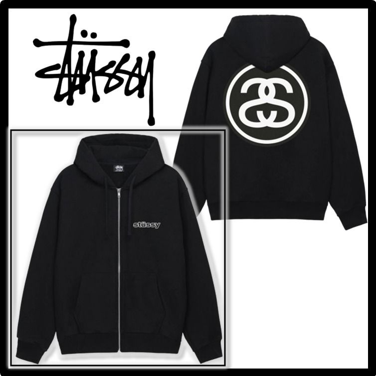 ☆関税込☆STUSSY☆SS-LINK ZIP HOODIE☆BLACK☆ (STUSSY/パーカー