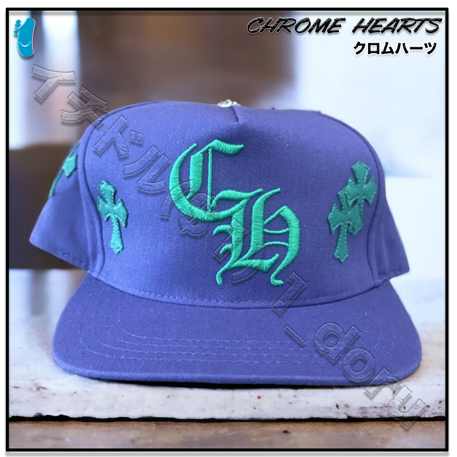 CHROME HEARTS+ セメタリー クロス パッチ キャップ パープル (CHROME