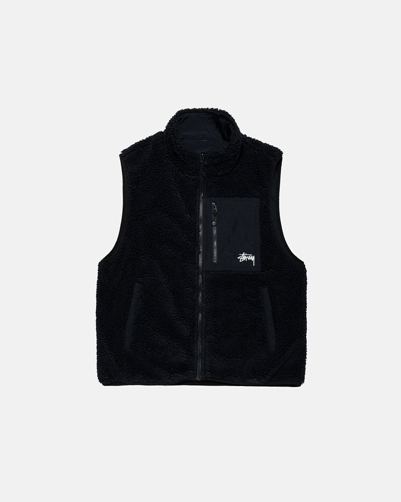 STUSSY☆】SHERPA REVERSIBLE VEST BLACK UNISEX (STUSSY/ベスト・ジレ