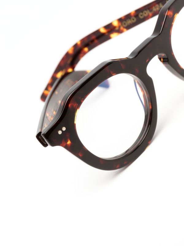 Lesca トータスシェル ラウンド眼鏡フレーム | ブラウン | FARFETCH JP