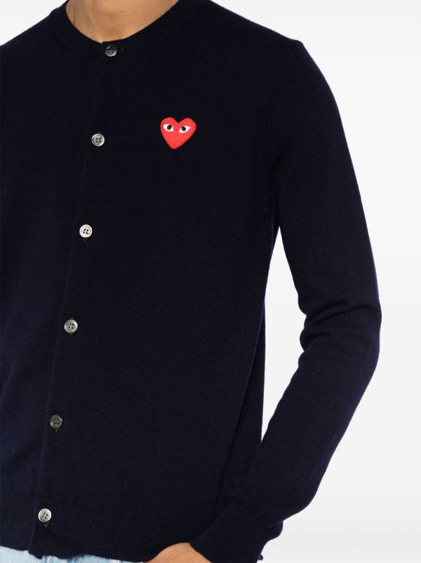 Comme Des Garçons Play Wool Cardigan | Blue | FARFETCH