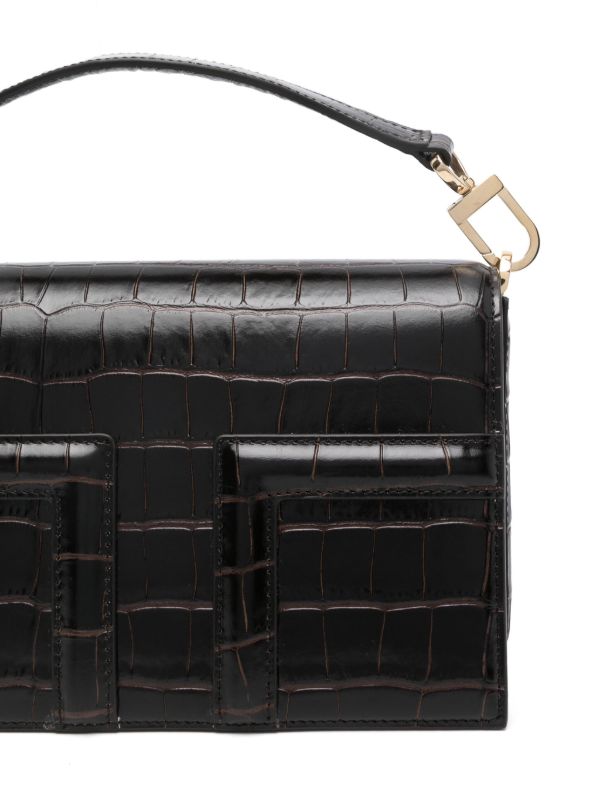 TOTEME T-Flap crocodile-embossed Mini Bag | Brown | FARFETCH