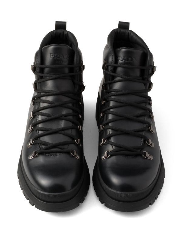 Prada Brixxen Leather Boots | Black | FARFETCH UK