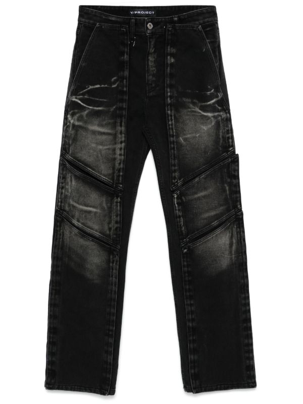 Y/Project touch-strap multi-panel Jeans | Black | FARFETCH