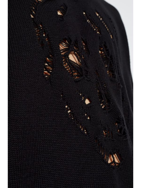 Alexander McQueen Distressed Skull Sweater | Black | FARFETCH CA