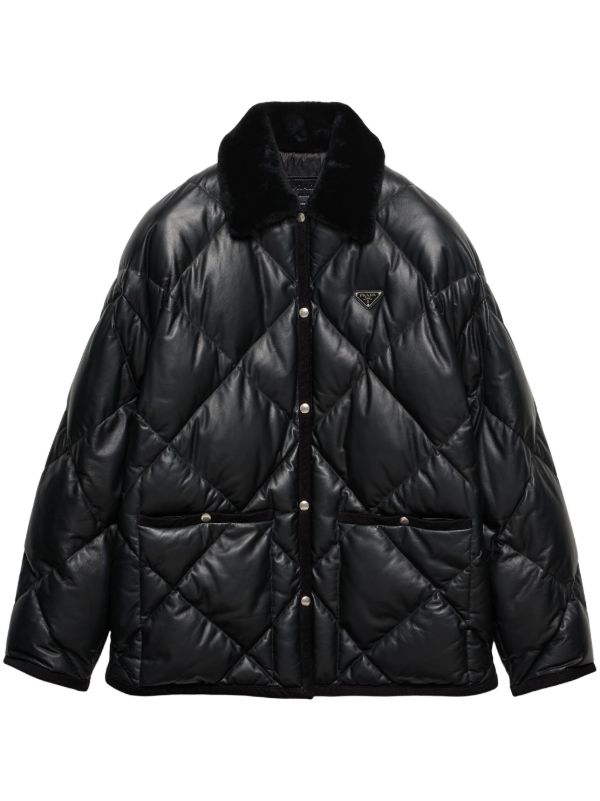 Prada キルティング レザージャケット | ブラック | FARFETCH JP