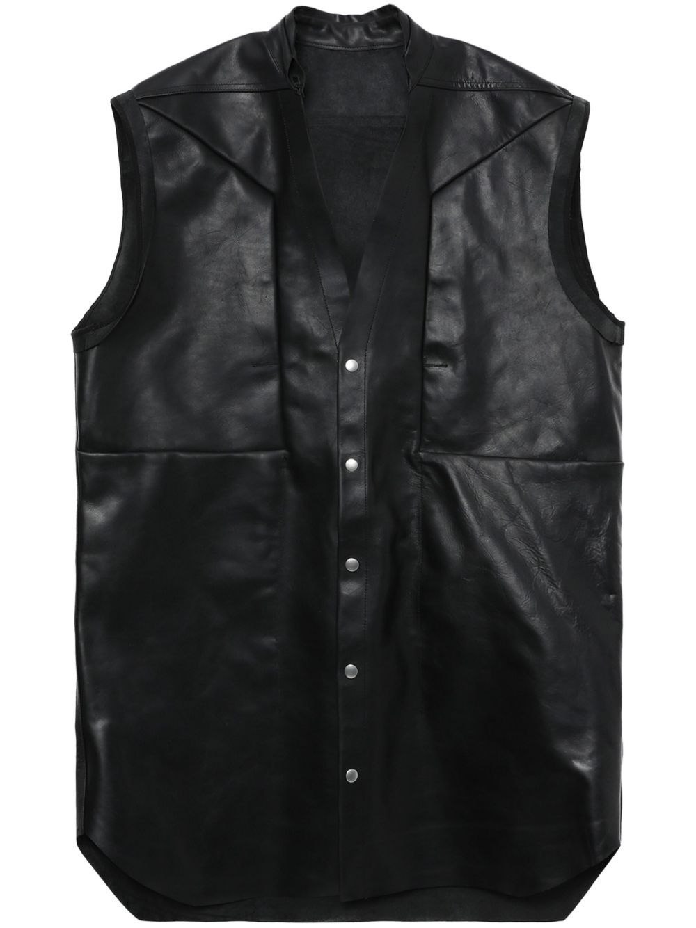 Rick Owens レザー Vネックベスト | ブラック | FARFETCH JP