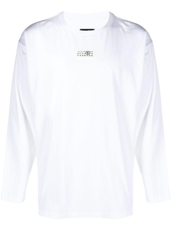 MM6 Maison Margiela ナンバーモチーフ ロングTシャツ | ホワイト