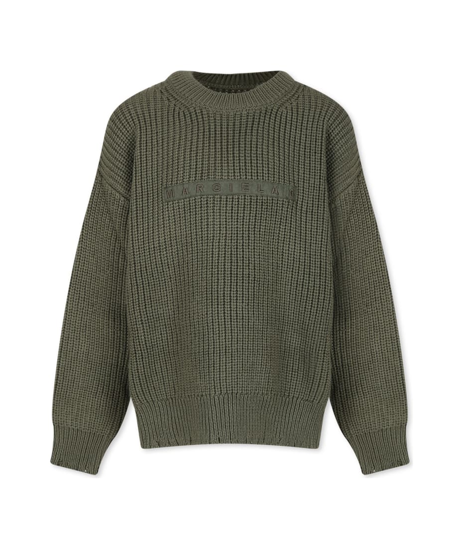 MM6 Maison Margiela Green Sweater For Kids With Logo | italist