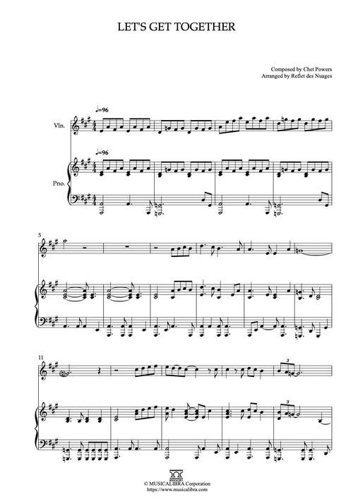 PIANO SOLO 楽譜] Let's Get Together ピアノ 編曲 楽譜 : MUSICALIBRA