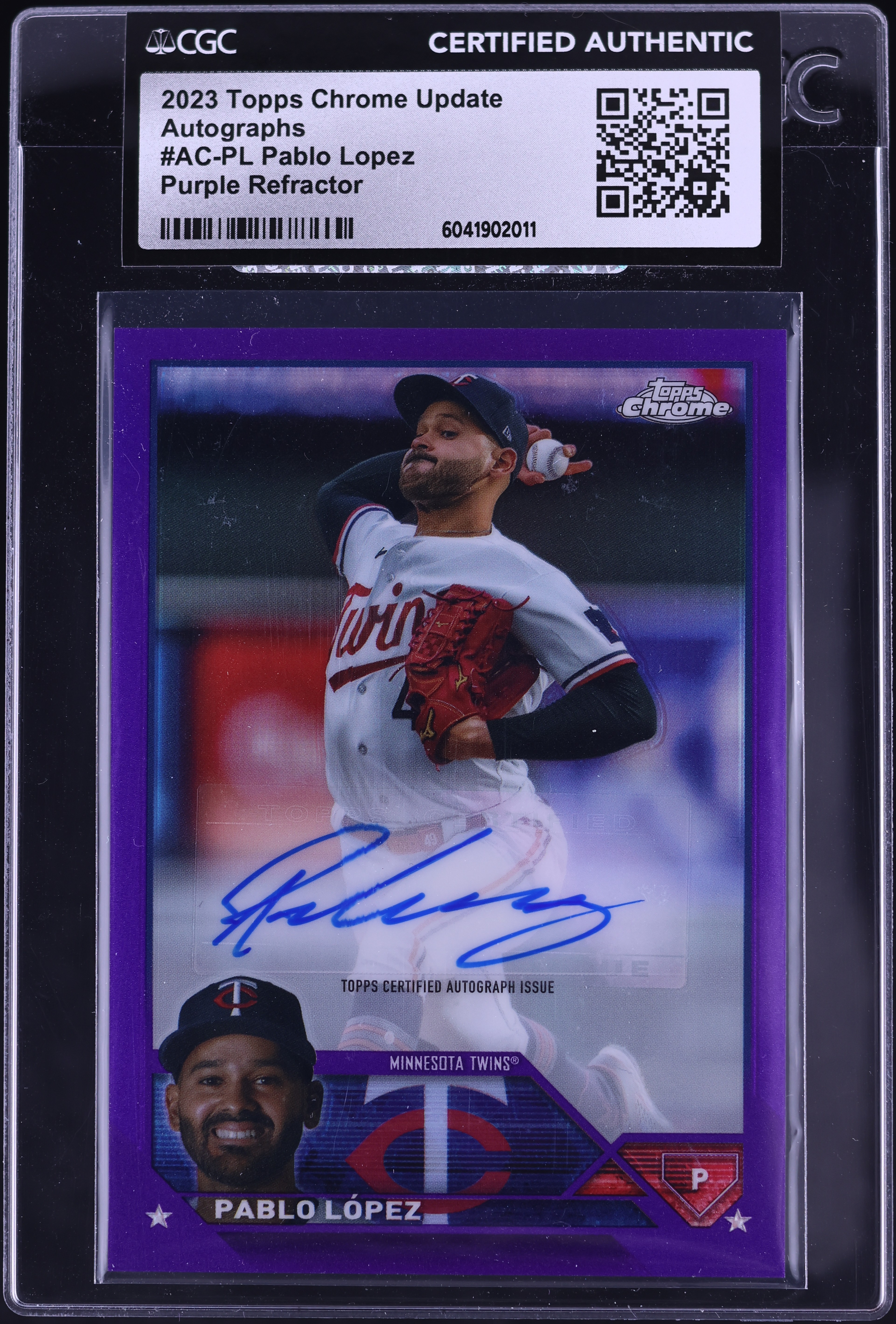 2023 Topps Chrome Update Purple Refractor Pablo Lopez AUTO /250