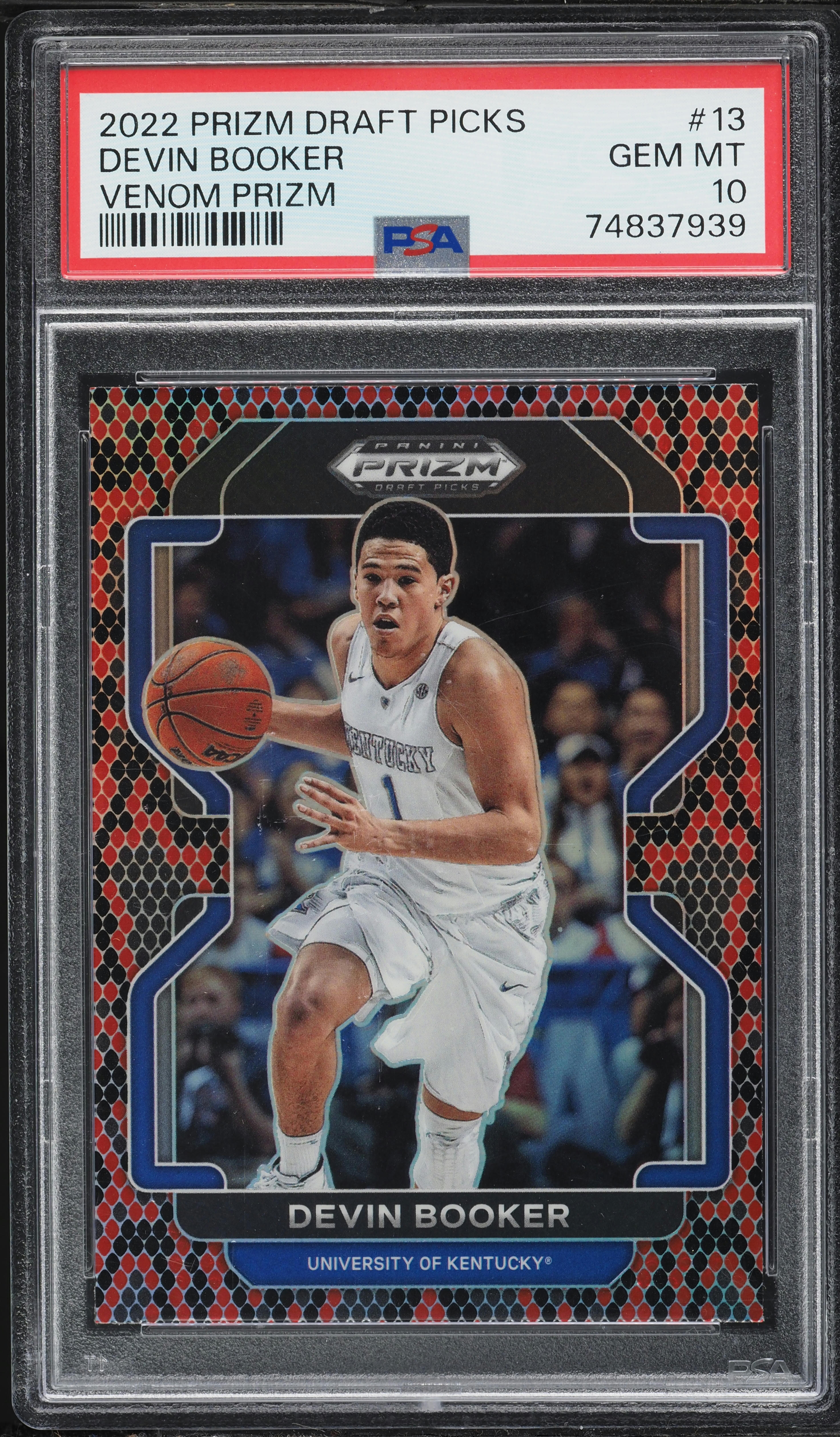 2022 Panini Prizm Draft Picks Venom Prizm Devin Booker #13 PSA 10