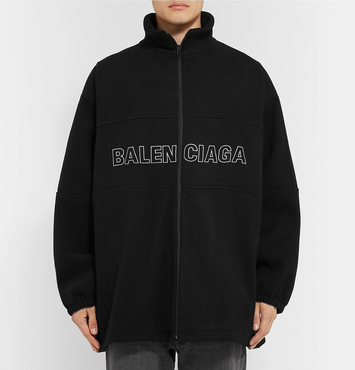 Balenciaga - Oversized Logo-Embroidered Virgin Wool-Fleece Zip-Up