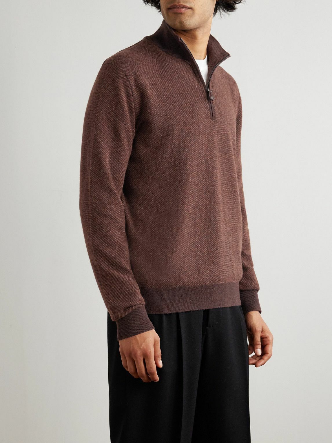 Loro Piana - Roadster Cashmere Half-Zip Sweater - Brown Loro Piana