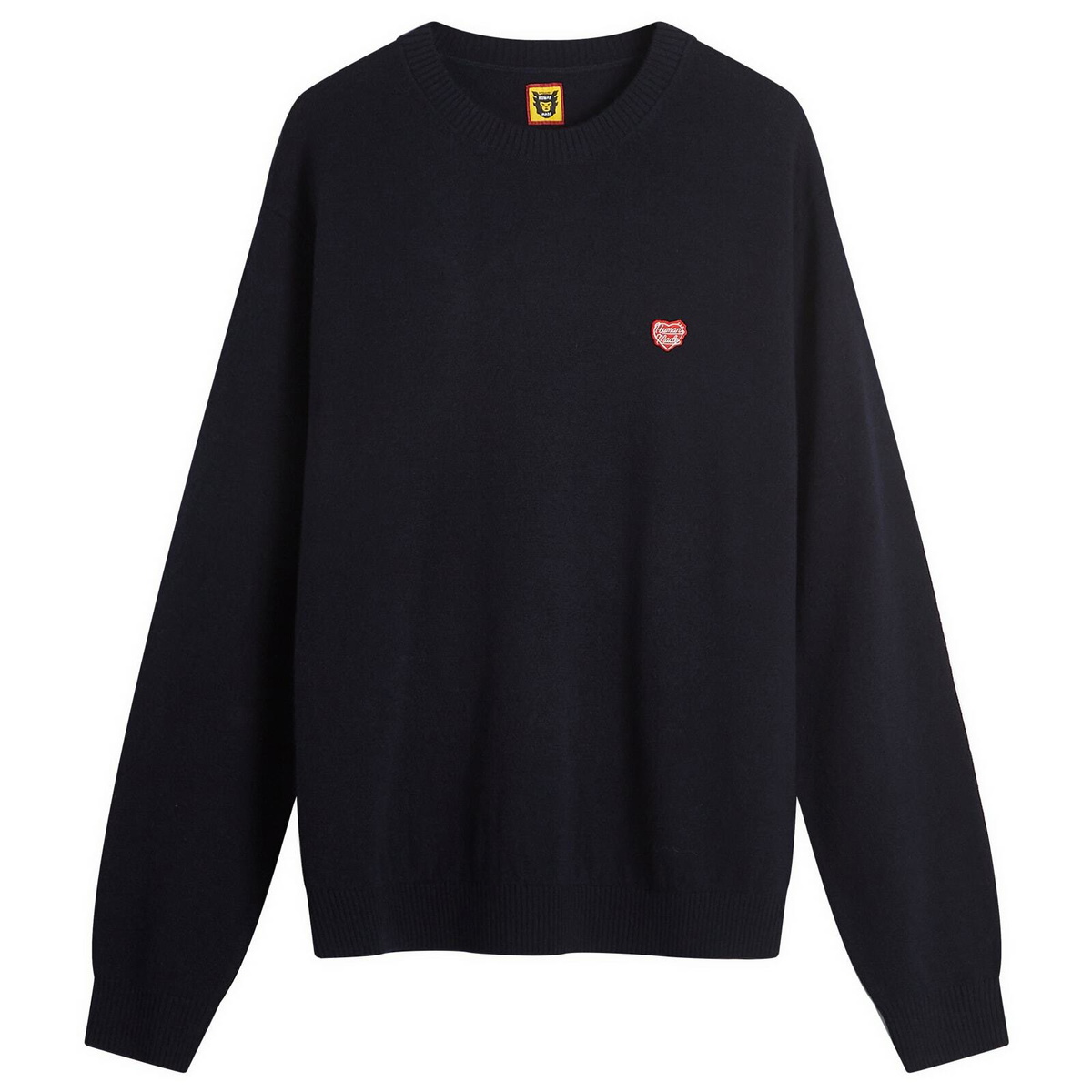 Human Made Men's heart badge knit sweater in Navy Human Made