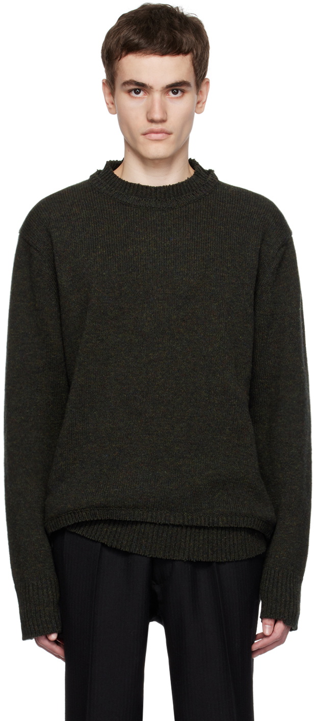 Maison Margiela Green Elbow Patch Sweater Maison Margiela