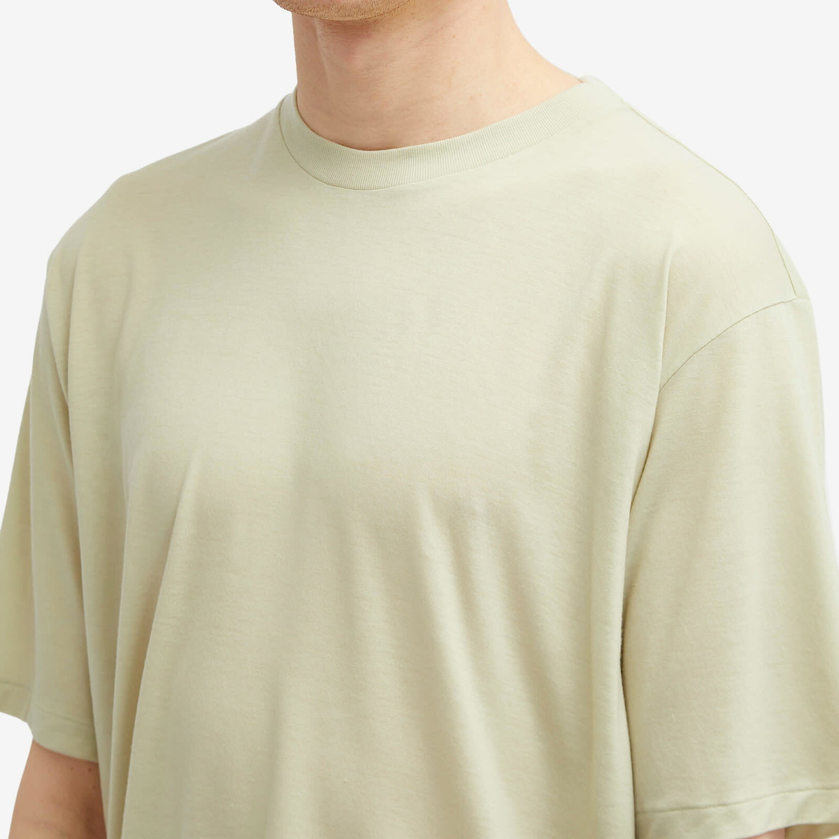 Auralee Men's Super Soft Wool Jersey T-Shirt in Light Green Auralee