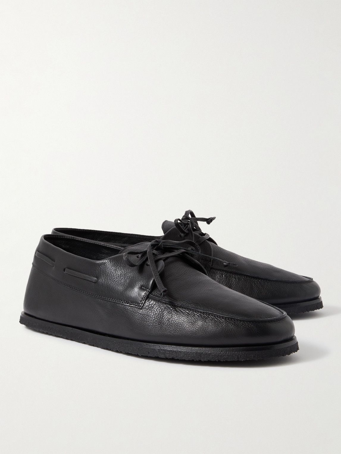 The Row - Sailor Full-Grain Leather Boat Shoes - Black The Row