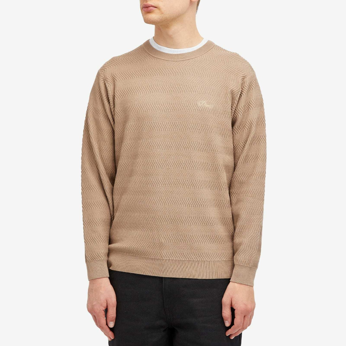 Dime Men's Wave Cable Knit Jumper in Tan Dime