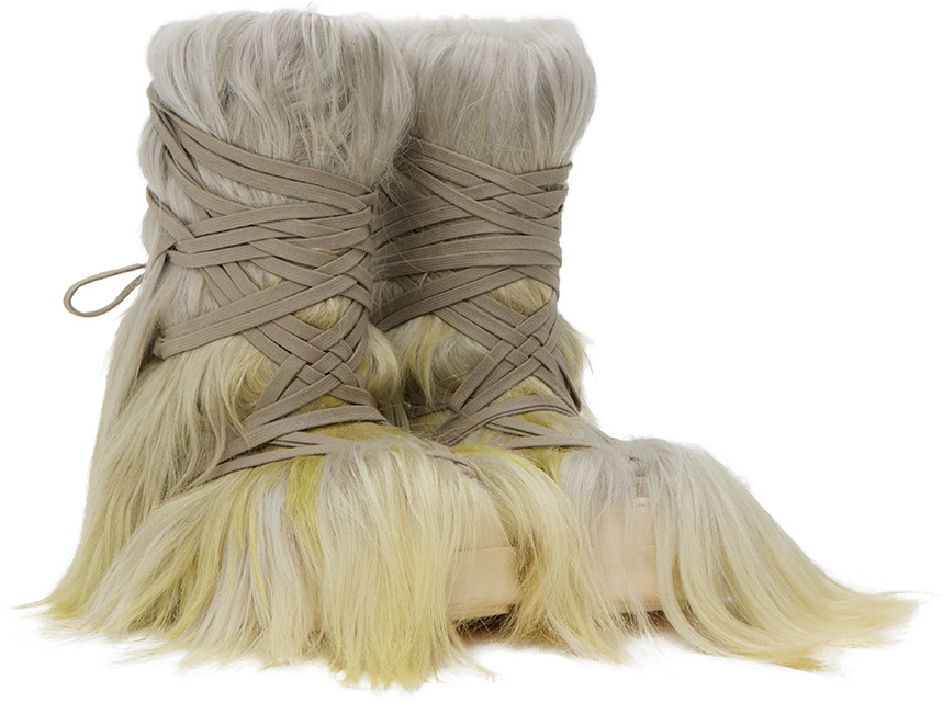 Rick Owens Green & Gray Moncler Edition Big Rocks Boots Rick Owens