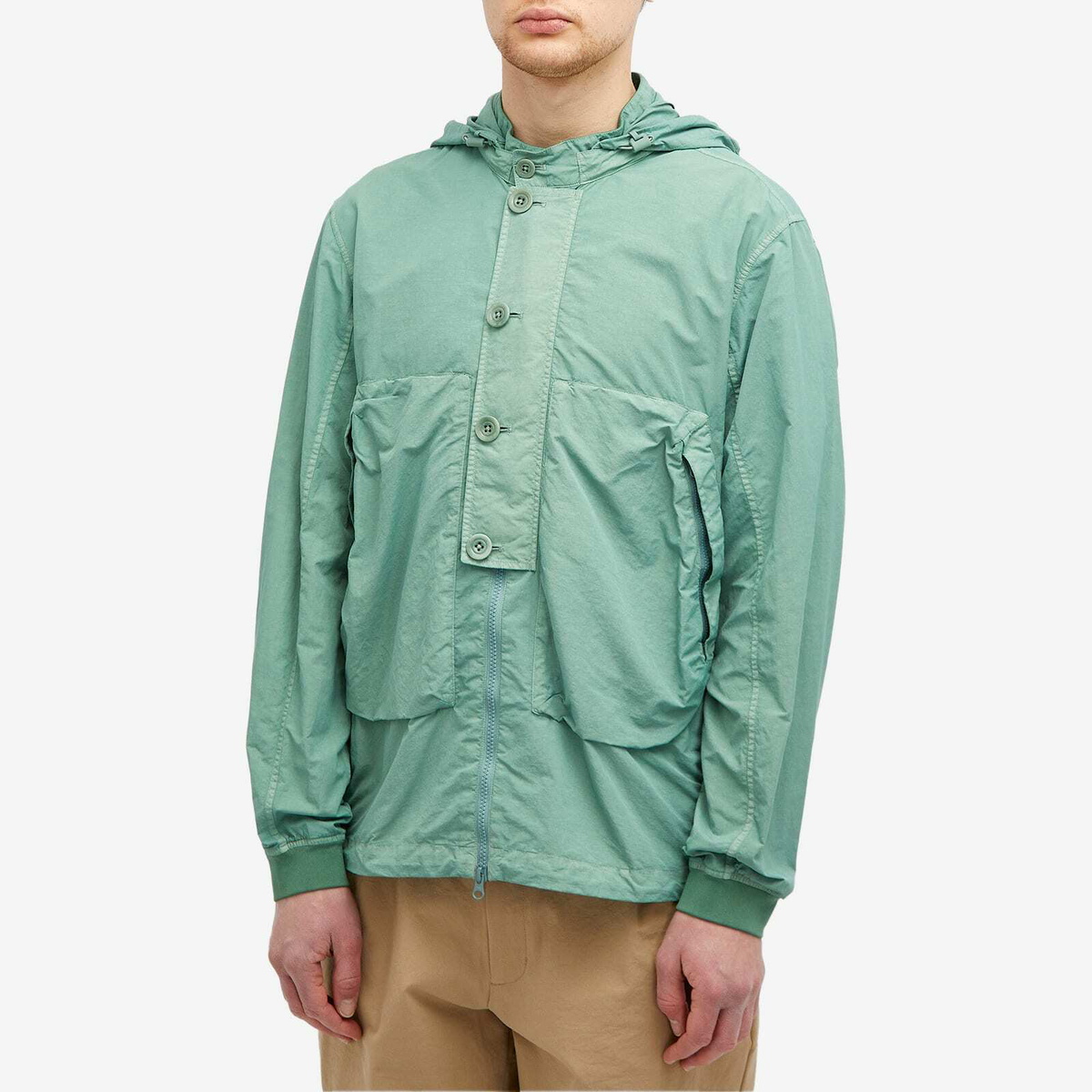C.P. Company Men's Flatt Nylon Goggle Overshirt in Green Bay C.P.