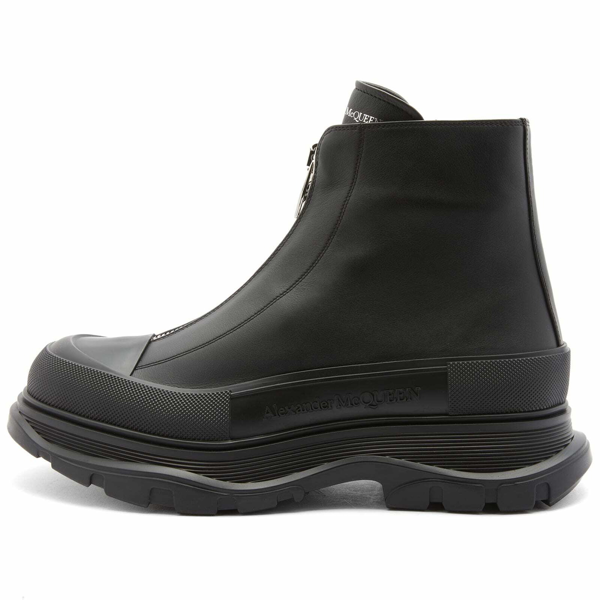 Alexander McQueen Men's Tread Sole Zip Boot in Black Alexander McQueen