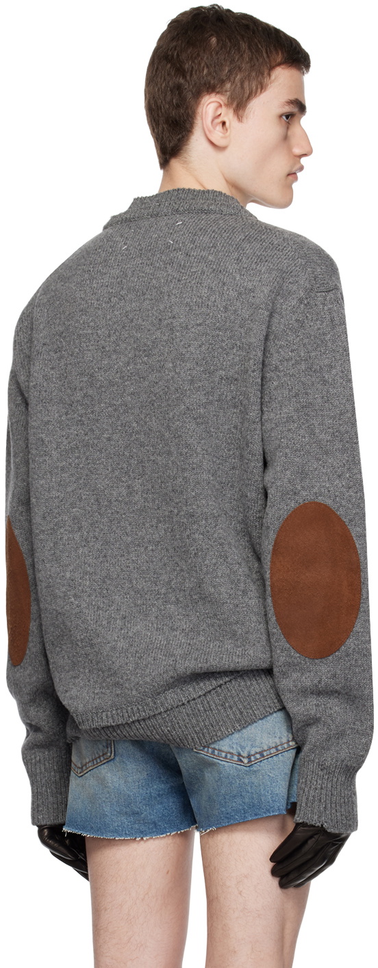 Maison Margiela Gray Elbow Patch Sweater Maison Margiela