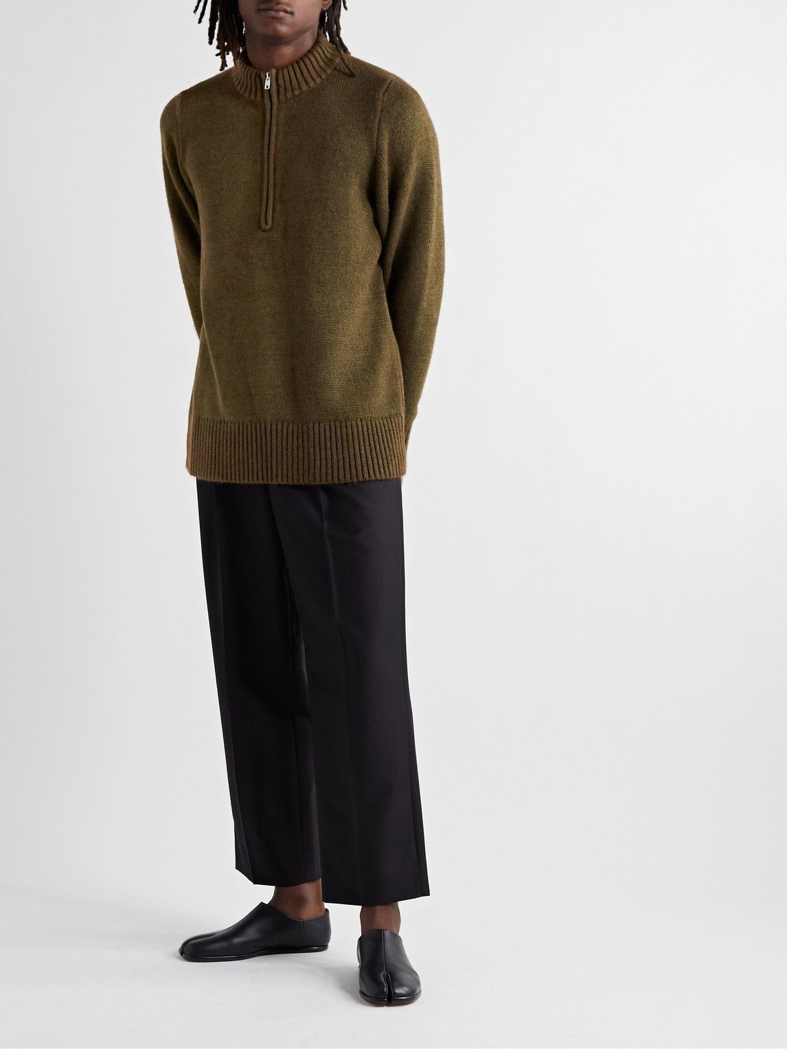 Maison Margiela - Knitted Half-Zip Sweater - Green Maison Margiela