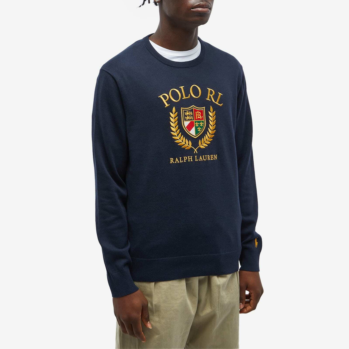 Polo Ralph Lauren Men's Crest Logo Crew Knit in Navy Combo Polo
